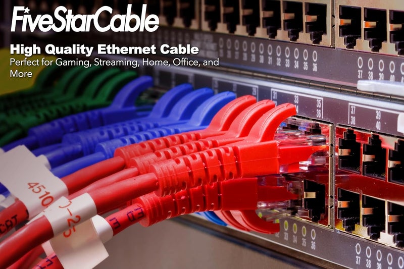 FiveStarCable Cat5e Ethernet Cable 6 Feet Black, High-Speed Patch Cable, RJ45 Network LAN Cable, Gigabit Internet Cord for Router, Modem, PC, Gaming, Smart TV - Image 2